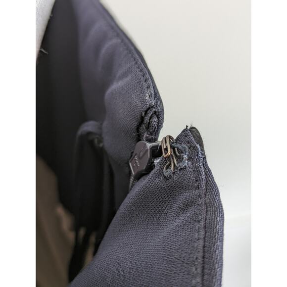 Valentino Dress Formal Bow Ruffle Satin Trim Evening Navy Blue Vintage Size 10 - Picture 12 of 15